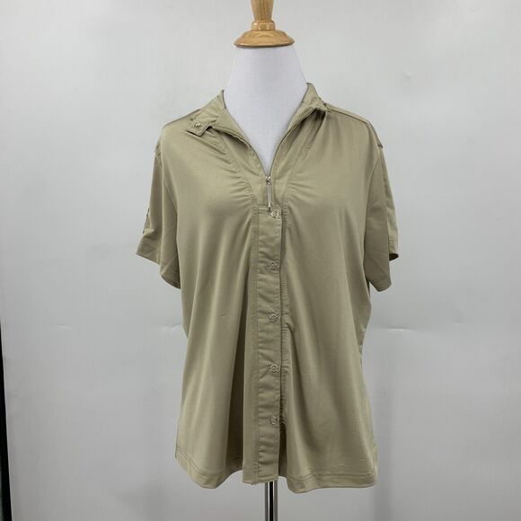 Jamie Sadock Golf Polo Womens L Large Eucalyptus Zipper Snap Button Quarter Zip - Picture 2 of 11